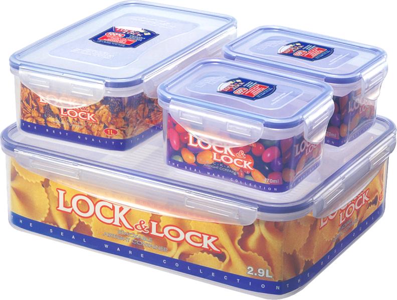 Műanyag ételtároló szett, 4 részes, Lock&lock